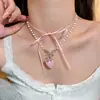 [Burbuja de Fresa] Colgante de Fresa Dopamina de Verano Collar de Perlas Estilo Ins Moda Cadena para Clavícula Dulce Temperamento