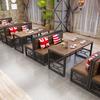 Sofá de Bar Retro Americano Porta-Cartões Mesa e Cadeira de Sofá para Restaurante Ocidental Combinação de Sofá de Tecido para Café Estilo Industrial