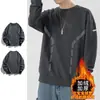 Envío RápidoNuevo Sudadera Otoño/Invierno con Forro Polar, Corte Holgado, Cuello Redondo, Manga Larga, Camiseta Básica de Moda para Hombre