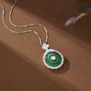 Collar de hebilla de la paz de calcedonia verde de plata esterlina 925 para mujer Joyería de diamantes con incrustaciones Hao Joyería de estilo chino Regalo fabricantes venta al por mayor