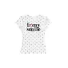 Camiseta de Manga Corta con Estampado de Letras Retro Americana para Mujer, Nuevo Diseño de Verano, Top Corto Ajustado de Lunares