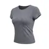 Camiseta Curta Colada Estilo Coreano Primavera Verão Versátil Camada Interna Gola Redonda Cor Sólida Manga Curta Sensação de Pele Nu Skin-Friendly Top Esportivo para Yoga