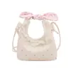 Mini bolsa infantil com acabamento em renda, xadrez, laço, bolsa transversal para menina, bolinhas fofas, bolsa de acessório de princesa