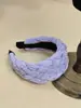 Faixa de Cabelo Roxo Tecido Retro Estilo Coreano com Laço, Sensação de Luxo, Faixa Larga Trançada de Topo Alto, Faixa de Cabeça, Pente de Cabelo
