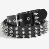 Cinturón Tachonado Estilo Punk Pu Oscuro para Mujer con Diseño Único de Púas de Estrella, Versátil para Jeans, Cinturón Decorativo de Moda