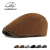 Gorro Grueso Cálido Forrado de Lana para Otoño e Invierno para Hombres, Boina de Pana, Gorra Retro Británica de Visera Adelantada, Gorra de Pintor de Pico de Pato para Mujeres