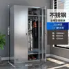 Gabinete de Almacenamiento Engrosado de Acero Inoxidable 304 para Vestuario Baño Armario de Múltiples Puertas y Niveles Zapatero con Múltiples Compartimentos Integrado para el Hogar