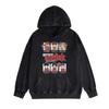 Lazada Cross-Border American Retro Basketball Moletom com capuz Outono e inverno solto estampado lavado moletom com capuz atacado