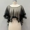 Xale de Renda Elegante Europeu e Americano Retro Plus Size, Estilo Plissado com Flores Tridimensionais para Acessórios de Vestido de Casamento