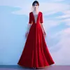 Vestido de Gala para Coro de Mujeres, Vestido Largo con Temperamento Elegante, Atuendo de Director de Banquete para Adultos, Vestido Rojo de Escenario para Coro de Canciones, Corte Ajustado