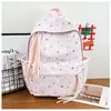 Mochila Estampada Tie-dye Feminina Cor Macaron Fresca Bolsa Escolar Leve para o Dia a Dia Nylon Casual Mochila para Aluno do Ensino Médio