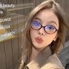Nuevas gafas de sol retro ovaladas con montura pequeña para mujer, estilo nerd, estilo Zhang Yuanying, montura de gafas del mismo estilo, gafas lisas de estilo coreano.