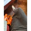Saia de Tricô Listrada Preguiçosa Retrô para Mulheres, Saia Longa de Cintura Alta para Outono e Inverno, Modeladora que Abraça o Quadril, Saia de Tricô de Lã