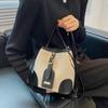 Sacos de comércio exterior saco feminino 2023 estilo coreano costura de lona de contraste saco de balde moda moda têxtil ombro saco crossbody