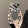 Flores Rosas Adecuado para iPhone 17 Pro Max Funda de Teléfono con Espejo Ondulado Apple 16 Mascota Linda 14/15 Premium