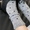 Calcetines de Lana para Otoño e Invierno Ins Calcetines de Punto de Lunares de Media Pantorrilla para Mujer Dulces Elegantes Calcetines de Felpa Calcetines Gruesos Cálidos de Cachemira con Encaje