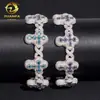 Nuevo Estilo Taladro Cabello Europeo y Americano Comercio Exterior Transfronterizo Plata de Ley S925 Moissanita Azul-Morado Hip Hop Marca de Moda Accesorios de Pulsera Cruzada