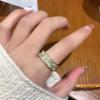 Anillo de circonita con microincrustaciones, estilo moderno, nicho de moda en línea, para celebridades, ligero, de lujo, simple, de alta gama, con apertura para el dedo índice y anillo de cola.