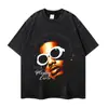 Camiseta de Manga Corta Oversize con Cuello Redondo, Estilo Retro Hip-Hop Rap, Estampado Floral Lavado, Marca de Moda, Estilo Europeo y Americano