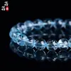 Pulsera de Topacio Azul Natural de Cristal Beibefu Pulsera de Piedra de Topacio Azul Tipo Hielo Topacio Gema Al por Mayor