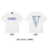 Nueva Camiseta Vlone Jerry Grande V Humo Reflectante Holgada de Manga Corta Flor de Cerezo Pareja Streetwear de Moda