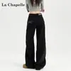 Jeans Negros Sueltos de Pierna Ancha para Mujer, Tendencia Versátil Otoño 2025, Pantalones Rectos de Caída Nuevos de Cintura Alta para Figuras Petites