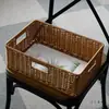 Cesta de Almacenamiento para Gabinete Kens Mesa de Café Japonesa Caja para Artículos Varios Mimbre de Imitación Tejido Entrada Cesta de Almacenamiento para el Hogar Caja de Almacenamiento para Escritorio