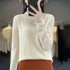 Nuevo suéter de lana para mujer, prêt-à-porter de alta gama, tejido de punto de lana con cuello alto apilado, suéter de lana transfronterizo para mujer, prenda interior de cuello alto