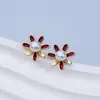 Brincos Vermelhos de Ano Novo Pérolas Naturais de Água Doce Brincos de Prata Esterlina S925 para Mulheres Luxo Leve Brincos de Pérola de Alta Qualidade Atacado