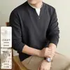 Malharia Masculina com Seda de Amora e Lã 2026 Chegada Nova de Outono Falso Duas Peças Gola Redonda Manga Longa Camiseta Base Masculina