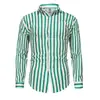 Camisa Casual de Rayas Estilo Coreano para Hombre, Manga Larga, Anti-Arrugas, Camisa de Negocios Elegante Ajustada, Camisa Juvenil de Moda