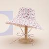 Chapéu de Pescador Transfronteiriço Novo Estampa Floral Pequena Aba Larga Primavera e Verão Leve Dobrável Chapéu Feminino para Proteção Solar Preto