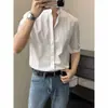 Verão fino stand collar Ice Silk camisa de manga curta masculina ins moda marca nova estilo chinês leve estilo maduro slim fit meia-comprimento camisa