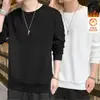 Moletom masculino com gola redonda e estampa, novo produto de outono e inverno, corte solto, forrado com fleece, gola redonda, manga longa, moderno, casual, peça básica versátil para homens estilosos