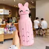 Nueva taza térmica creativa con cabeza de animal de dibujos animados de alto atractivo estético, vaso de agua de acero inoxidable al vacío con pajilla, venta al por mayor para comercio transfronterizo