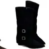 Botas de jinete de moda otoñal e invernal estilo occidental, botas largas de punta para mujer, nuevas botas de cowboy con tacón de cuña vintage 2026