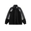 Jaqueta Esportiva Casual Color Block Americana com Tiras Costuradas Unissex Primavera Outono Estilo Universitário Moletom com Zíper Cardigã Jaqueta de Baseball