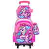 Maleta de ruedas transfronteriza, bolsa exterior de carcasa dura 3D de comercio exterior, lonchera de dibujos animados para escuela primaria, juego de tres piezas de estuche