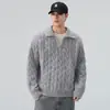 Camisa Polo Falsa de Dos Piezas Cuello en V Tejido de Punto Retorcido Ropa de Punto para Hombre Otoño e Invierno Ropa Exterior de Negocios Tejido de Punto Exportación Venta al por Mayor Transfronteriza