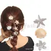 Nuevo Pasador de Estrella de Mar de Amazon Accesorios para el Cabello Clip de Pato Estilo Océano con Concha Pasador para el Peinado Flor de Huevo