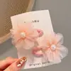 Accesorios para el Cabello de Niña Estilo Coreano, Pinzas para el Cabello de Flor de Tela Arrugada, Flores Dulces para el Cabello de Niñas Pequeñas, un Par de Pinzas Laterales