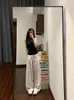 Nuevos Pantalones Casuales Sueltos Largos de Lyocell de Cintura Alta de Pierna Recta y Pierna Ancha para Mujer