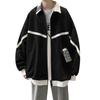 Chaqueta de solapa para hombre, primavera y otoño, estilo Hong Kong, chaqueta holgada de estudiante de tres barras, top informal coreano a juego.