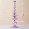 Venta al por mayor, candelabro creativo de vidrio de colores retro, candelabro de lujo para decoración de mesita de noche, vela, accesorios para cenas