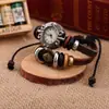 Venta Directa de Fábrica Pulsera Reloj de Cuero Genuino, Pulsera Reloj de Cuero de Vaca Retro, Pulsera Hecha a Mano con Perlas, Pulsera Reloj para Hombres y Mujeres