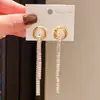 Pendientes de Borla Redondos y Rectangulares de Circonita Estilo Lujo Ligero de Aguja Plateada, Pendientes de Moda Exquisitos Franceses Vintage de Gama Alta para Mujer