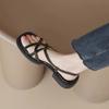 Estilo Retro Nuevos Zapatos Romanos de Verano 2026 para Mujer con Tirantes Finos, Suelas Gruesas Planas, Sandalias Negras de Estilo Retro con Suela Suave para Mujer
