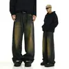 Pantalones Vaqueros Retro Negros Lavables para Hombre y Mujer Pantalones Deportivos Americanos de Pierna Ancha Pierna Recta Suelta Caída Versátiles Casuales Largos