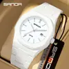 Reloj Creativo Sanda Bicolor 50m Resistente al Agua Calendario Simple Números Árabes Reloj de Cuarzo Unisex Popular Transfronterizo