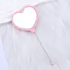 Nuevo Espejo de Maquillaje de Mano con Forma de Corazón Espejo de Corazón Creativo DIY con Perlas Espejo de Maquillaje de Plástico Portátil de una Cara Venta al por Mayor